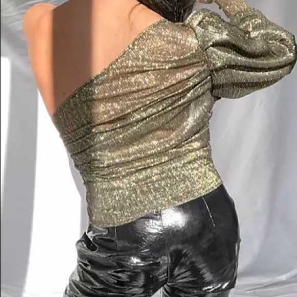 ASOS one shoulder top in metallic - Picture 4 of 4